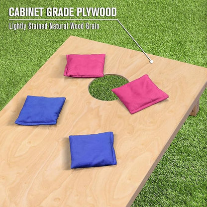 GoSports Regulation Size Wooden Cornhole Set with Natural Wood Finish - Includes Carrying Case