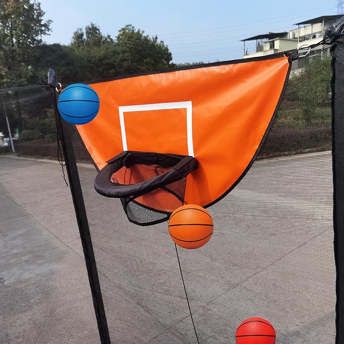 Trampoline Basketball Hoop, with Pump and 4 Mini Balls, Easy to Install, Universal Trampoline