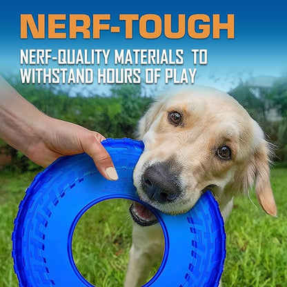 Nerf Dog Tire Flyer Dog Toy Gift Set, 10 Inch Flying Disc Dog Fetch Toys, Rubber Dog Toy for Medium