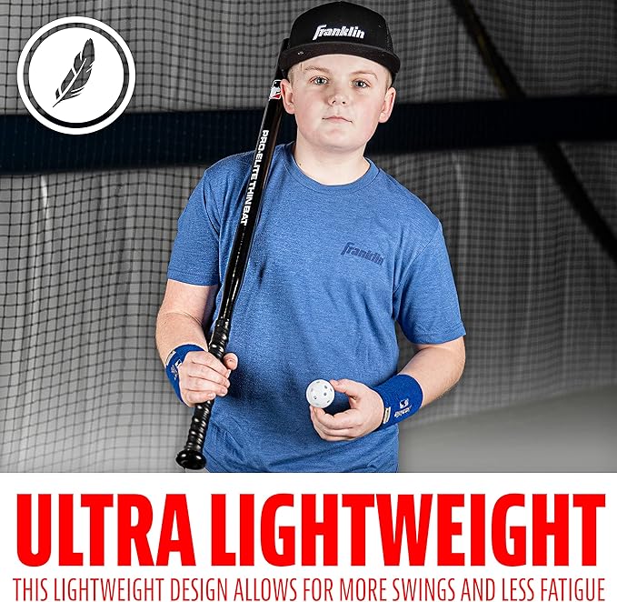 Franklin Sports MLB Baseball Training Bat + Balls - Thin Stick Training Equipment for Hitting