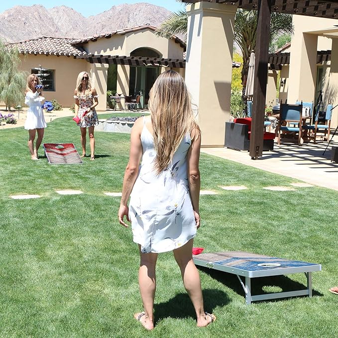 GoSports 4 x 2 ft Aluminum Cornhole Game Sets – Choose LED Lights or Standard - Set Includes 2