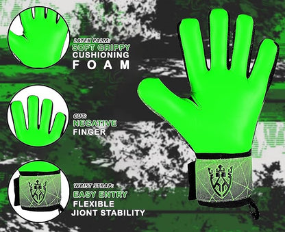 Soccer Goalie Goalkeeper Gloves for Kids Boys Youth & Adult,Latex Strong Grip Palms with Removable