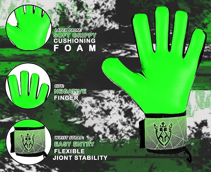 Soccer Goalie Goalkeeper Gloves for Kids Boys Youth & Adult,Latex Strong Grip Palms with Removable