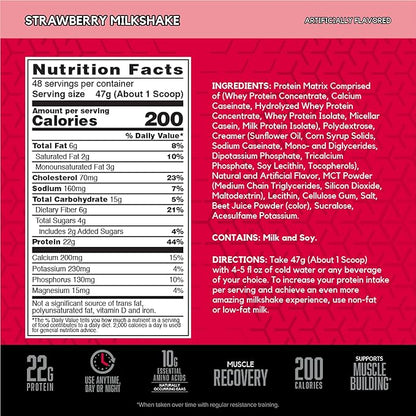 BSN SYNTHA-6 Whey Protein Powder with Micellar Casein, Milk Isolate, Strawberry Milkshake, 48