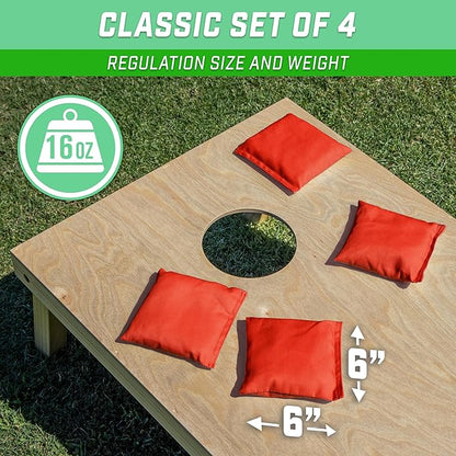 GoSports Classic Cornhole Bean Bags Set of 4-16 Colors Available - Regulation All Weather, Mix and