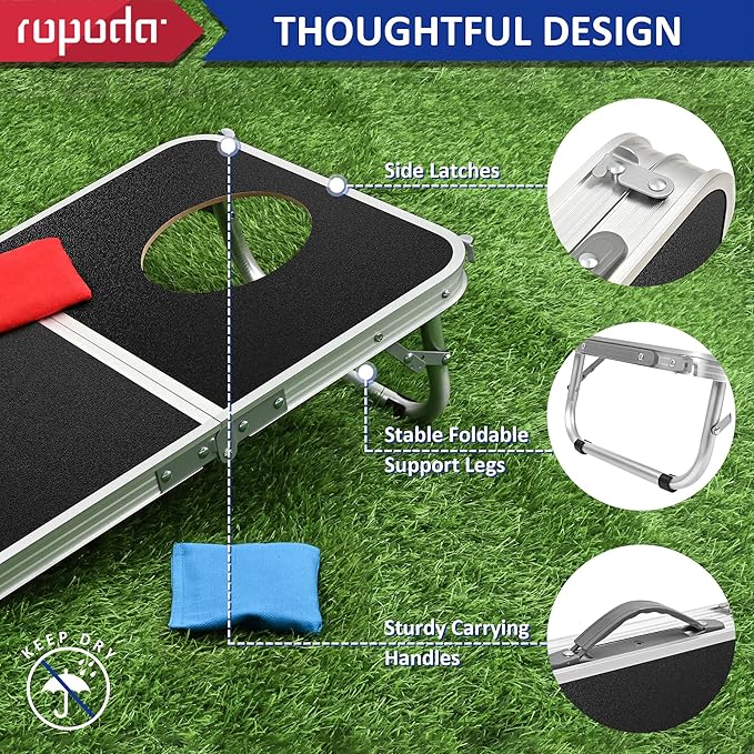 ROPODA Portable Cornhole Board Set,24 x 16 in Corn Hole Games for Adults with 8 Bean Bags