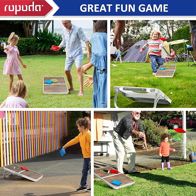 ROPODA Portable Cornhole Board Set,24 x 16 in Corn Hole Games for Adults with 8 Bean Bags