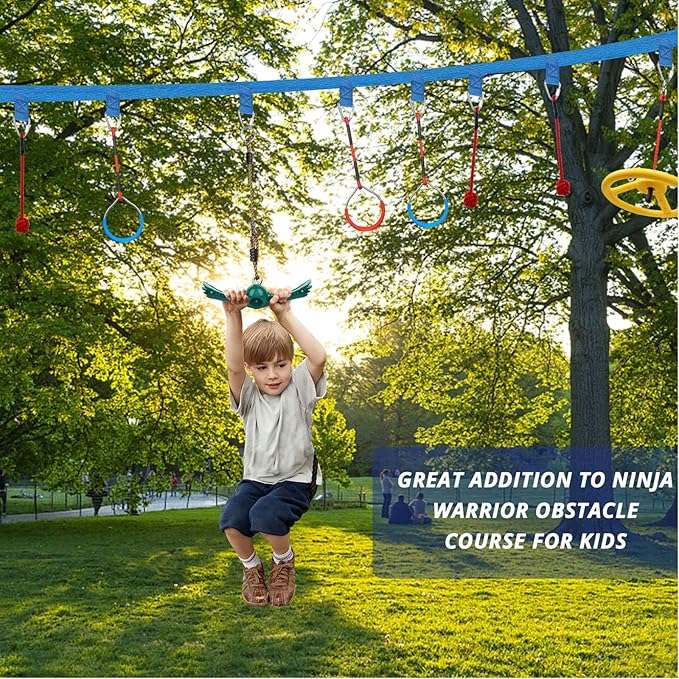 Swing Spins Set: 360° Handle Twist-Spin Flips Toy - Slackline Attachments Activate Play Powers