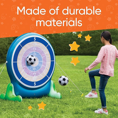 Hearthsong Jumbo 57-Inch Inflatable 2-in-1 Darts and Soccer Set with Double-Sided Scoreboard, Two