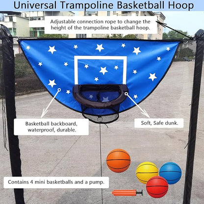 Trampoline Basketball Hoop, Attachment with Pump and Mini Ball, Universal Trampoline Accessories