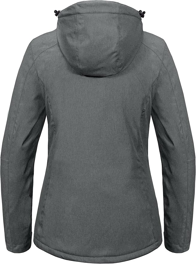Little Donkey Andy Women's Waterproof Hiking Skiing Jacket with Removable Hood, Fleece Lined Winter