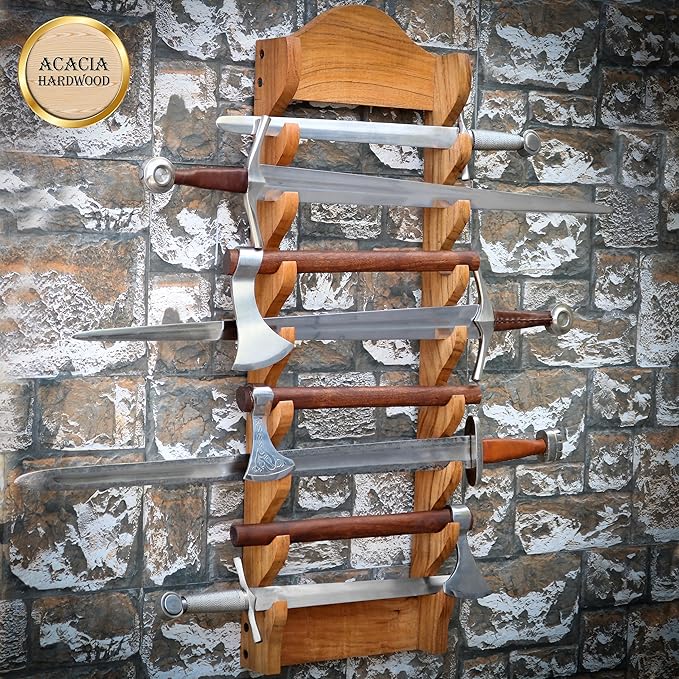 Mythrojan Medieval Sword Wall Mount Samurai Sword Display Stand Katana Sword Holder Gladiator Sword