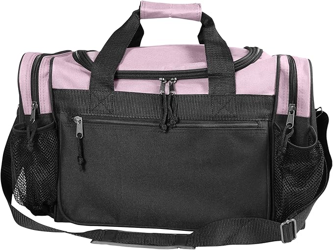 DALIX 17" Duffle Bag Dual Front Mesh Pockets (Black Gold Gray Dark Green Navy Blue Maroon Royal
