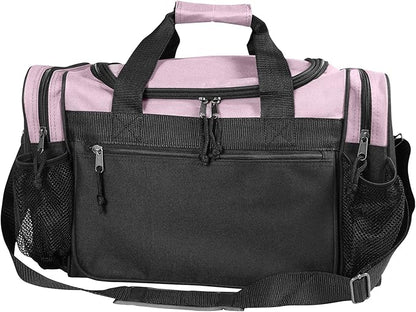 DALIX 17" Duffle Bag Dual Front Mesh Pockets (Black Gold Gray Dark Green Navy Blue Maroon Royal