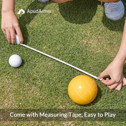ApudArmis Bocce Balls Set, Regulation Size 100mm Bocce Game for Outdoor/Backyard/Lawn/Beach with 8