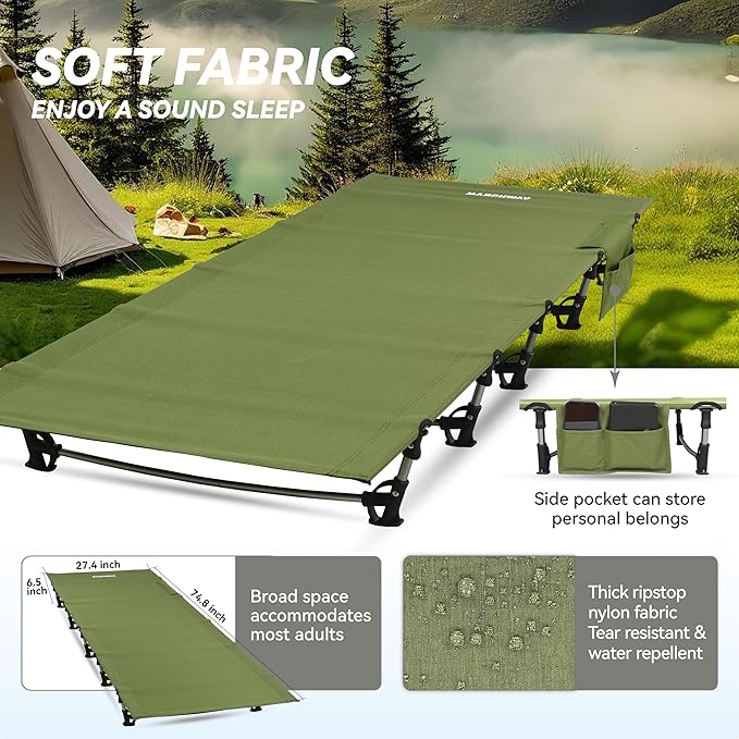 MARCHWAY Ultralight Folding Tent Camping Cot Bed, Portable Compact for Outdoor Travel, Base Camp