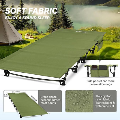 MARCHWAY Ultralight Folding Tent Camping Cot Bed, Portable Compact for Outdoor Travel, Base Camp