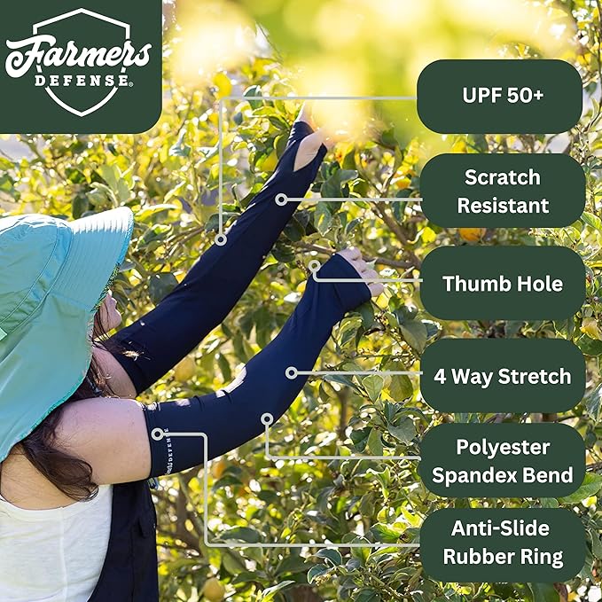 FARMER'S DEFENSE Sleeves | UV Cooling Sleeves | Anti-Scratch Sun Protection Arm Sleeves for