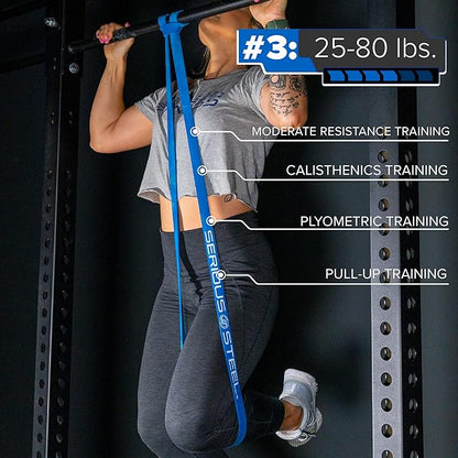 Serious Steel 41" Assisted Pull-up Band, Heavy Duty Resistance Band Sets, Stretching, Powerlifting