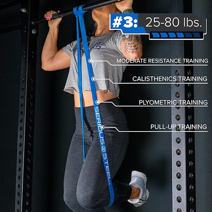Serious Steel 41" Assisted Pull-up Band, Heavy Duty Resistance Band Sets, Stretching, Powerlifting