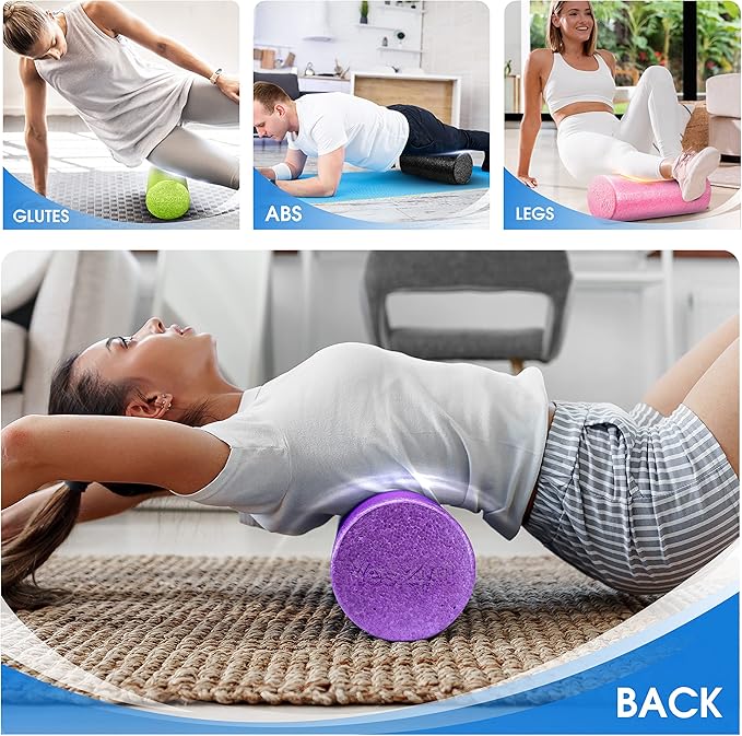 Yes4All High-Density EPP Round Back Roller Foam, Exercise Foam Roller for Yoga, Pilates &