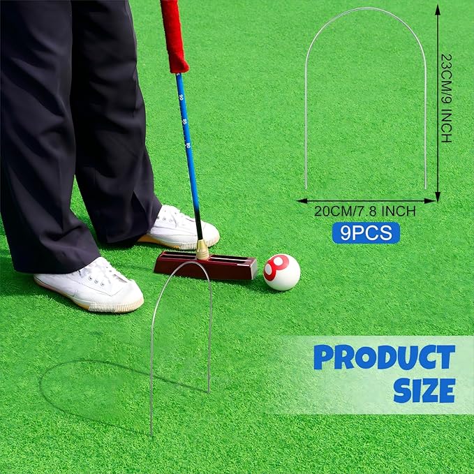 Deekin Set of 9 Croquet Wickets Replacement for Croquet Metal Hoops with Galvanized and Plastic