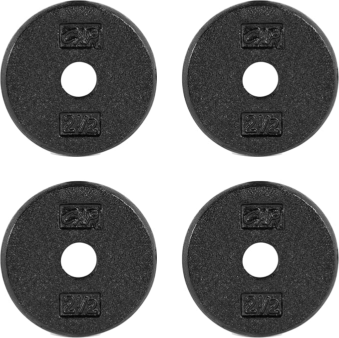 CAP Barbell Standard 1-Inch Cast Iron Weight Plates - Singles & Sets | 1.25-50 lbs | Multiple