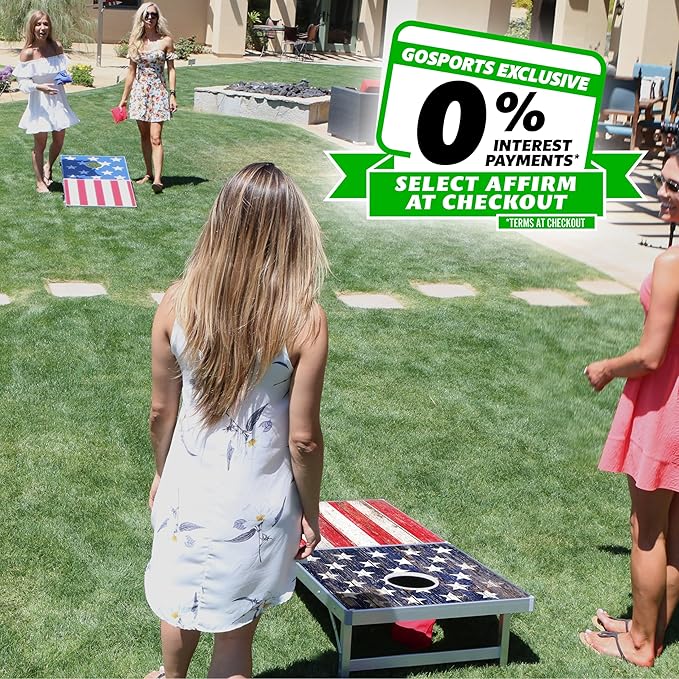 GoSports 4 x 2 ft Aluminum Cornhole Game Sets – Choose LED Lights or Standard - Set Includes 2