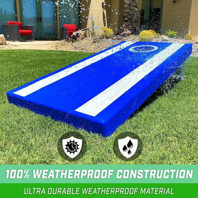 GoSports 4 x 2 ft All Weather Cornhole Boards - American Flag, Red, or Blue - Game Set Includes 8