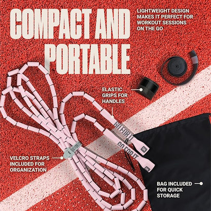 Sportbit Elite Beaded Jump Rope - Adjustable Speed Rope for Fitness, CrossFit, Boxing
