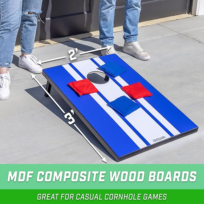 GoSports Portable Cornhole Sets, 8 Styles – Choose 4 x 2 ft or 3 x 2 ft - Boards Include 8 Bean