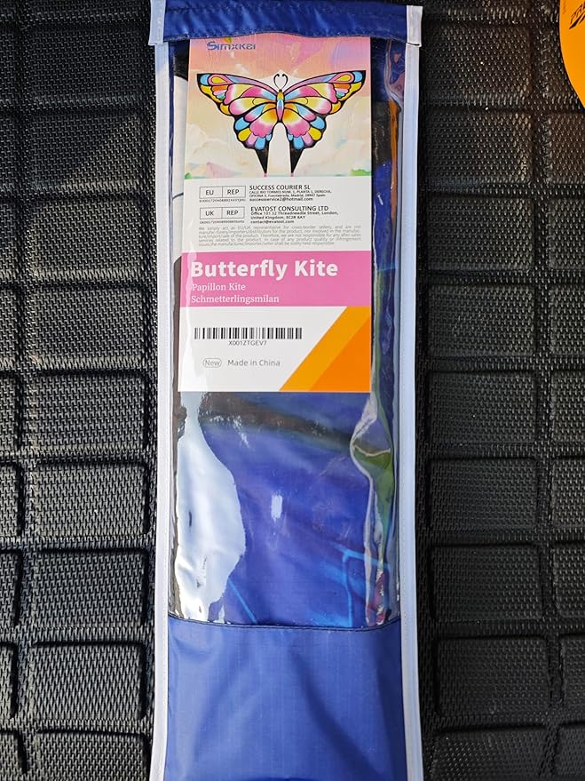 Simxkai Butterfly Kite for Kids & Adults, Easy to Fly Blue Big Kite for Beginners, Line Handle