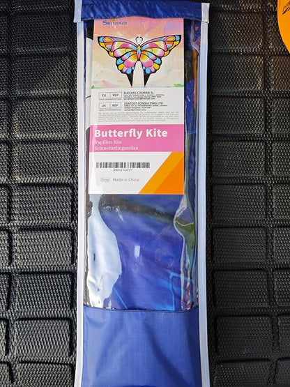 Simxkai Butterfly Kite for Kids & Adults, Easy to Fly Blue Big Kite for Beginners, Line Handle