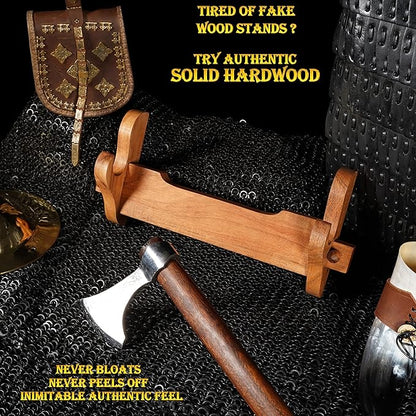 Mythrojan Solid Wood Sword Stand Medieval Sword Wall Mount Samurai Sword Display Stand Katana Sword