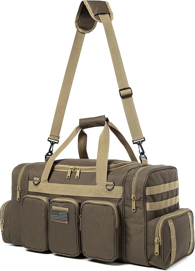 Tactical Range Duffel Heavy Duty Military Molle Gear Travel Sports Gym Bag Lockable Zippers with US