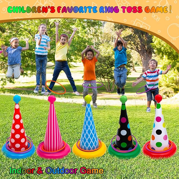 Inflatable Ring Toss Game, Birthday Party Games Ring Toss Game for Kids Adults Birthday Party