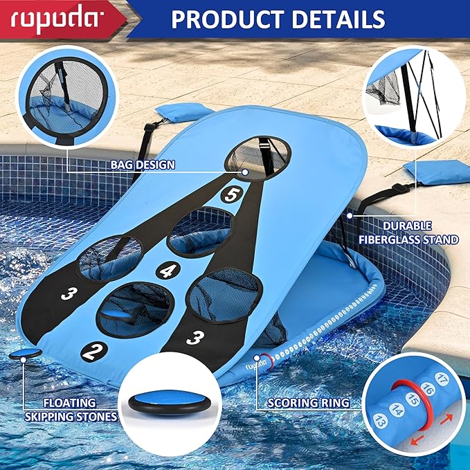ropoda Pool Cornhole Board Set, 3ft x 2ft Corn Hole Games for Adults, Cornhole Set Floating, Pool