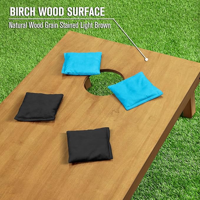 GoSports 4 ft x 2 ft Regulation Size Wooden Cornhole Boards Set - Includes Carrying Case - Full