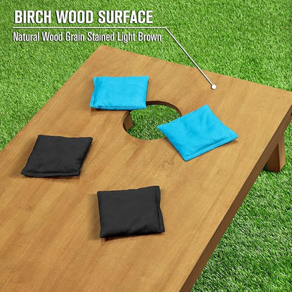 GoSports 4 ft x 2 ft Regulation Size Wooden Cornhole Boards Set - Includes Carrying Case - Full