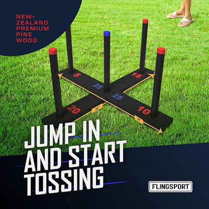 Ring Toss Game, Incl. 6 Double Beaded Rings & Carry Case Outdoor Lawn Games for Kids, Adults &