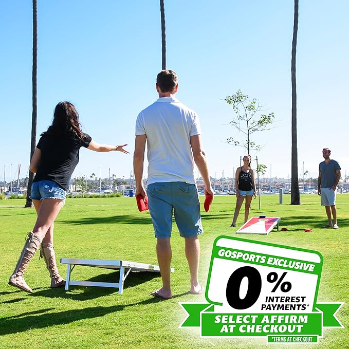 GoSports 4 x 2 ft Aluminum Cornhole Game Sets – Choose LED Lights or Standard - Set Includes 2