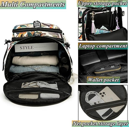 Gym Duffle Bag Backpack with Shoe Compartment,4 ways Travel Backpack for Women and