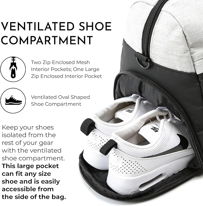 Vooray 25L Trainer Duffel Bag ??Lightweight Travel Duffel for Women and Men with Shoe Pocket