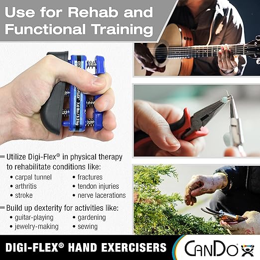 CanDo Digi-Flex Hand and Finger Exerciser Yellow-X-Light - For Dexterity, Strength, and Flexibility