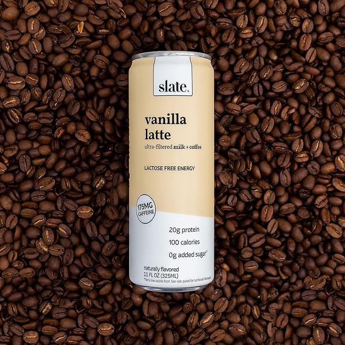 Slate Milk - High Protein Iced Coffee - Vanilla Latte - 175mg Caffeine, Lactose Free Energy - 20g