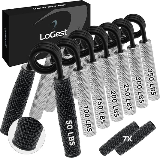 Logest Metal Hand Grip Set, 100LB-350LB 6 Pack 50LB-350LB 7 Pack No Slip Heavy-Duty Grip