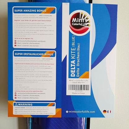 Mint's Colorful Life Delta Kite for Kids & Adults, Extremely Easy to Fly Kite, Best Kites for