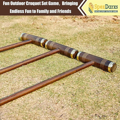 35’’ Six Player Croquet Game, Croquette Set with Premium Wooden Mallets/Colored