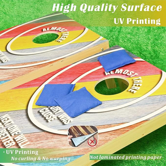 Cornhole Board Set 4FTx2FT Solid Wood Regulation Size Cornhole Set Includes 8 Cornhole Bags for