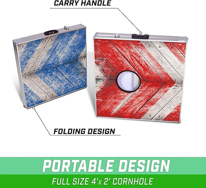 GoSports 4 x 2 ft Aluminum Cornhole Game Sets – Choose LED Lights or Standard - Set Includes 2